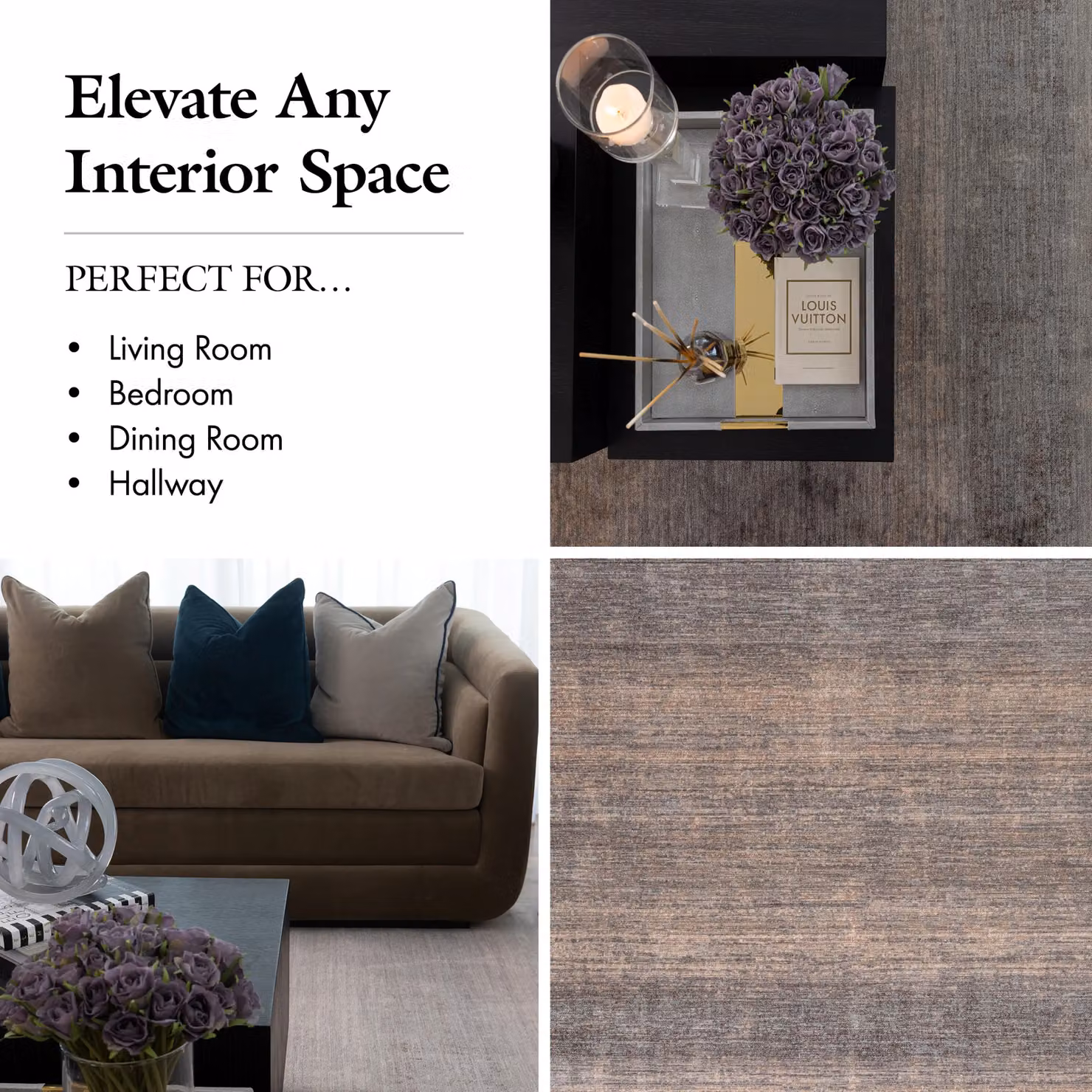 London Rug Company Jodie Luxury Abstract Low Pile Rug in Brown, W: 160 cm, L: 230 cm – 3