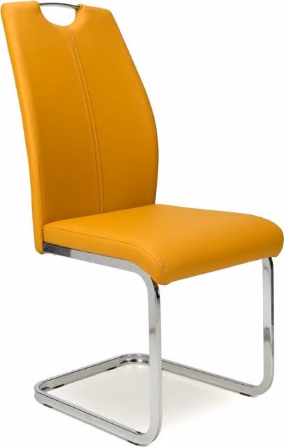 Shankar Modern Yellow Synthetic Leather Dining Chairs with Metal Cantilever Base