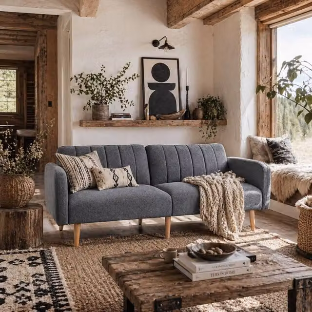 Wyld Haus Nile Grey Linen 3 Seater Click Clack Sofa Bed – 1