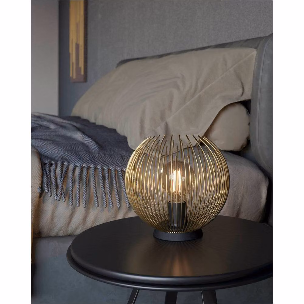 Loops 2 Pack Modern Metal Table Lamps in Black and Gold/Brass – 3