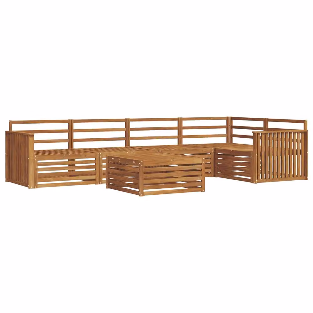Berkfield Home 6 Piece Modern Outdoor Sofa Set in Brown with Acacia Wood Frame and Matching Ottoman – 2