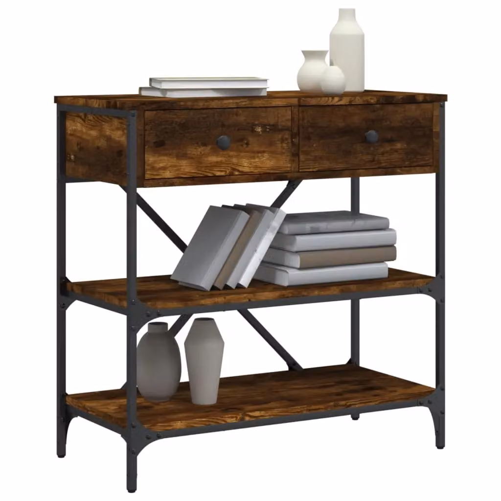 Berkfield Home Smoked Oak Console Table in Brown, W/D/H: 75 x 34.5 x 75 cm – 3