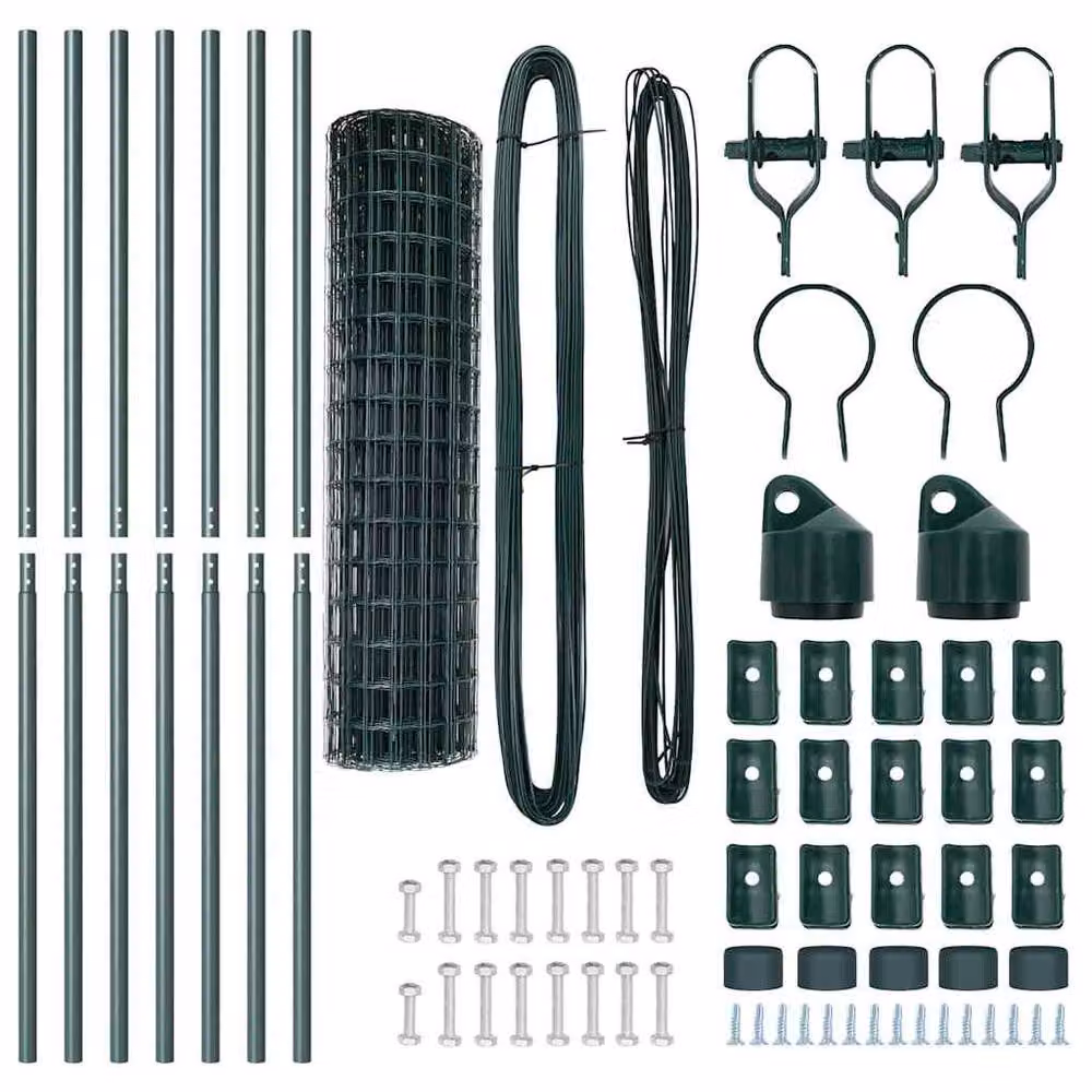 Berkfield Home Green Euro Fence with 7 Posts, Galvanised Steel, 1 x 10 m – 5