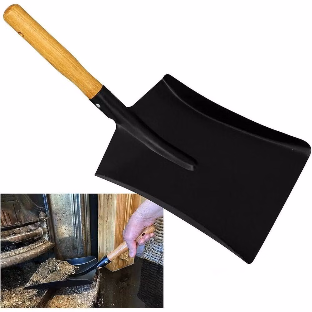 NESTLUNE Metal Dustpan with Wooden Handle in Black – 2
