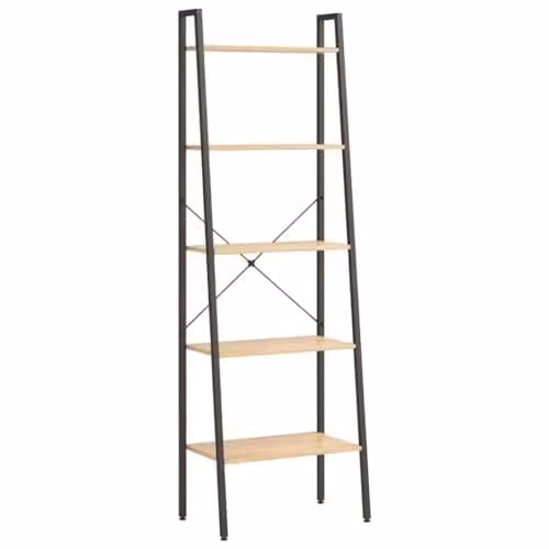 vidaXL 5-Tier Freestanding Metal Standing Shelf in Brown and Black, W/D/H: 56 x 35 x 174 cm – 1