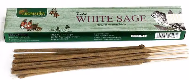Aromatika KDMD Vedic White Sage Incense Sticks in Green