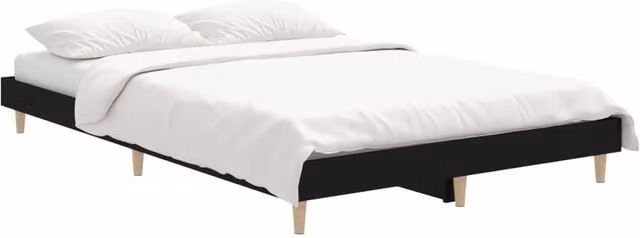 Berkfield Home Durable Small Double Bed Frame in Black, Engineered Wood, W/D/H: 120 x 190 cm