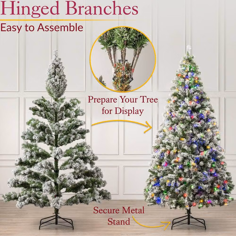 Christow Chamonix Pre-Lit Spruce Christmas Tree with Colour Switch in Green – 3