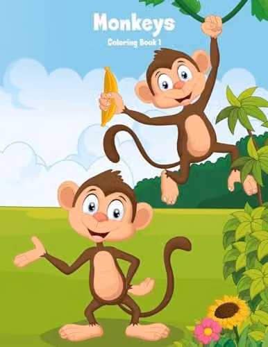Monkeys Coloring Book 1: Volume 1 by Createspace, Multicolour Childrens Paper Coloring Book