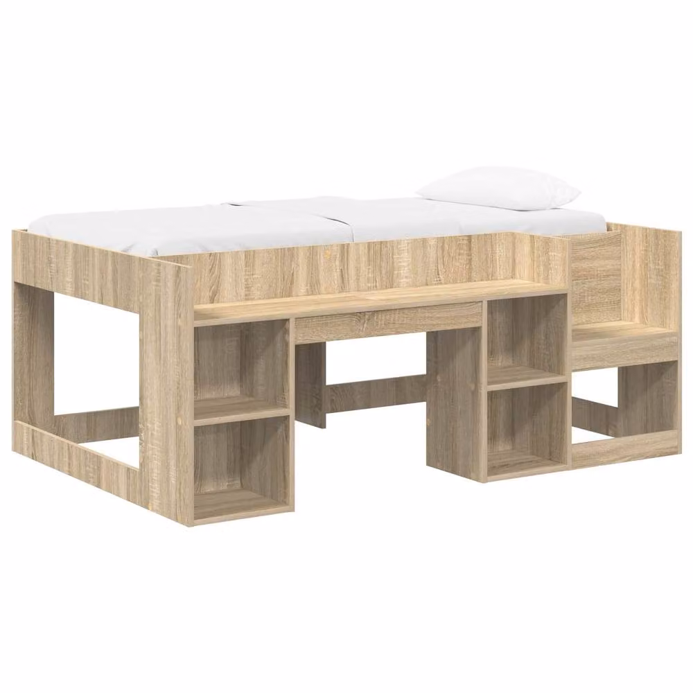 Berkfield Home Kids Bed Frame with Storage in Sonoma Oak Brown, W/D/H: 80 x 160 cm – 2