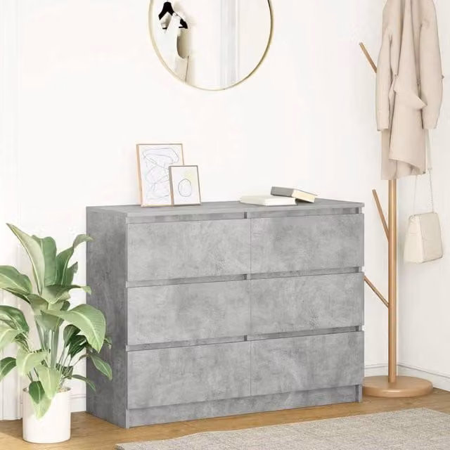 Berkfield Home Concrete Grey Sideboard, W/D/H: 100 x 35 x 76 cm