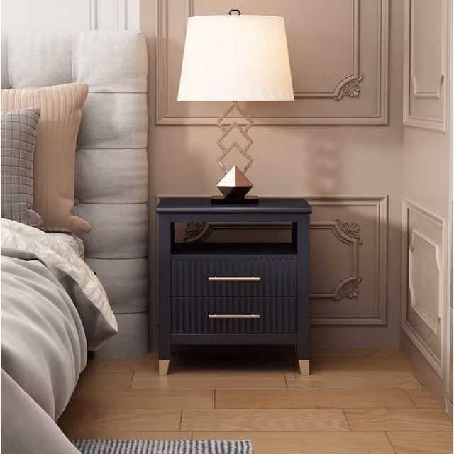 Cabinet Bits Biasi Modern 2 Drawer Bedside Table in Grey