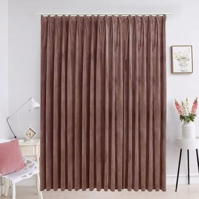 Berkfield Home Antique Pink Velvet Blackout Curtain with Hooks W: 290 cm, H: 245 cm