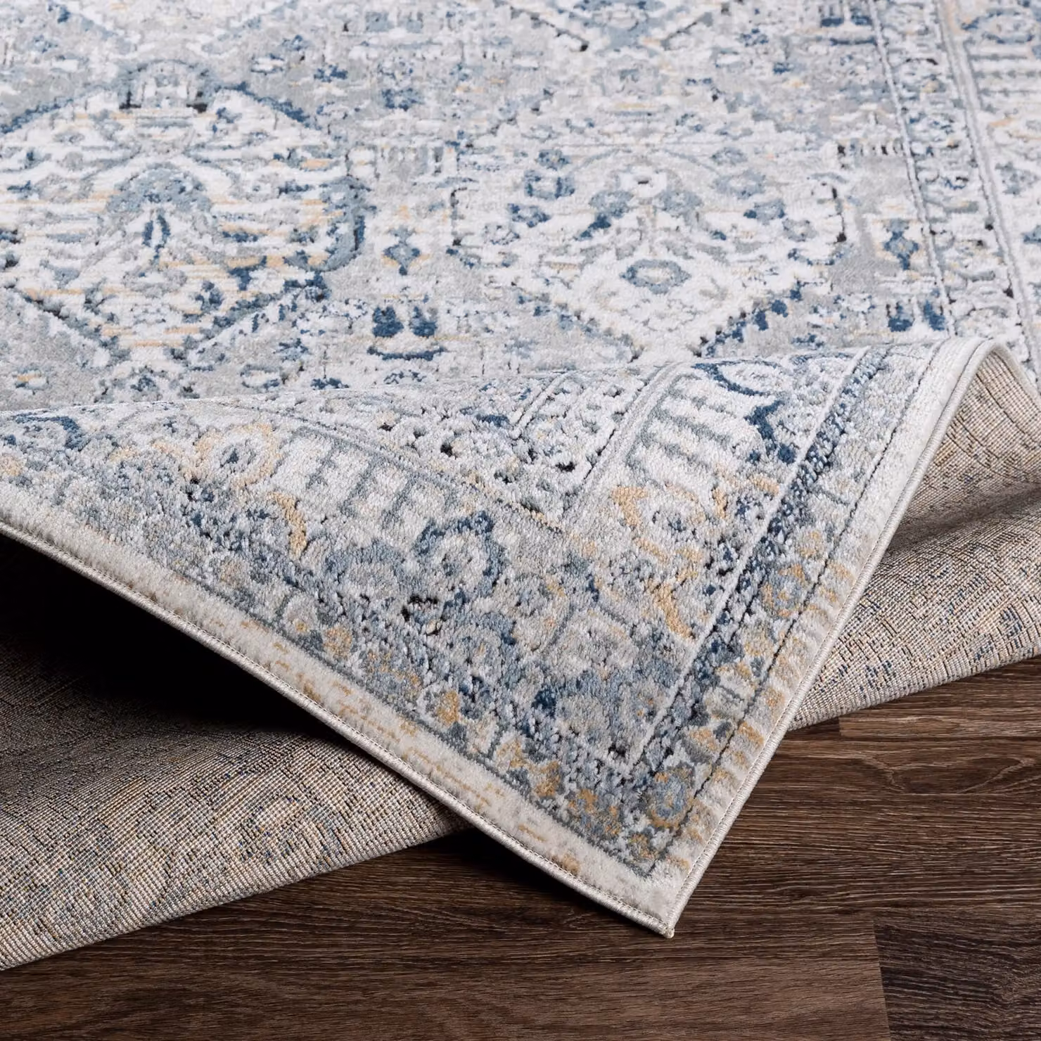 Livabliss Jolie Vintage Boho Rectangular Rug in Grey, Blue and Brown, W: 200 cm, D: 275 cm – 2