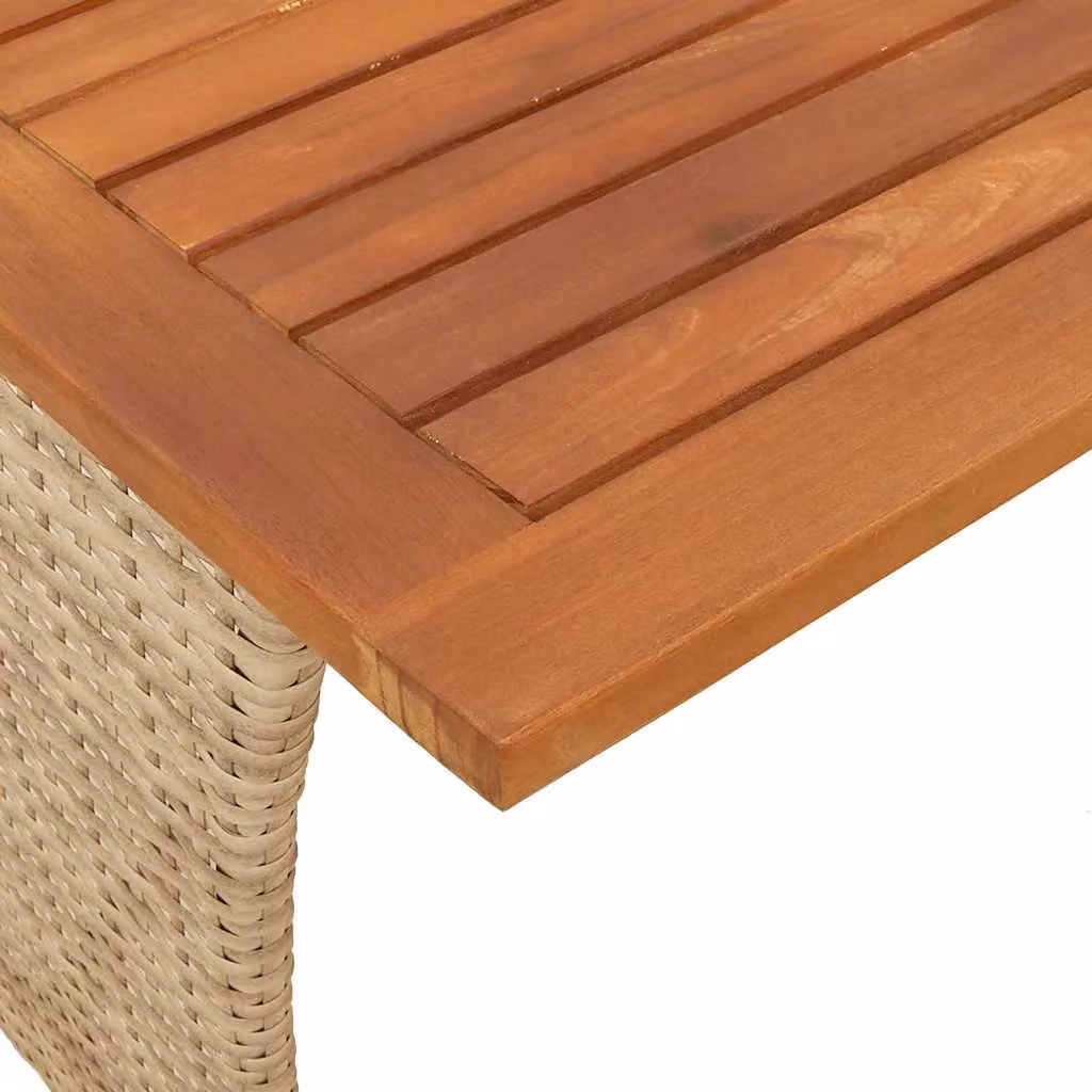Berkfield Home Garden Table with Acacia Wood Top and Beige Poly Rattan, W: 105 cm, D: 75 cm, H: 72 cm – 3