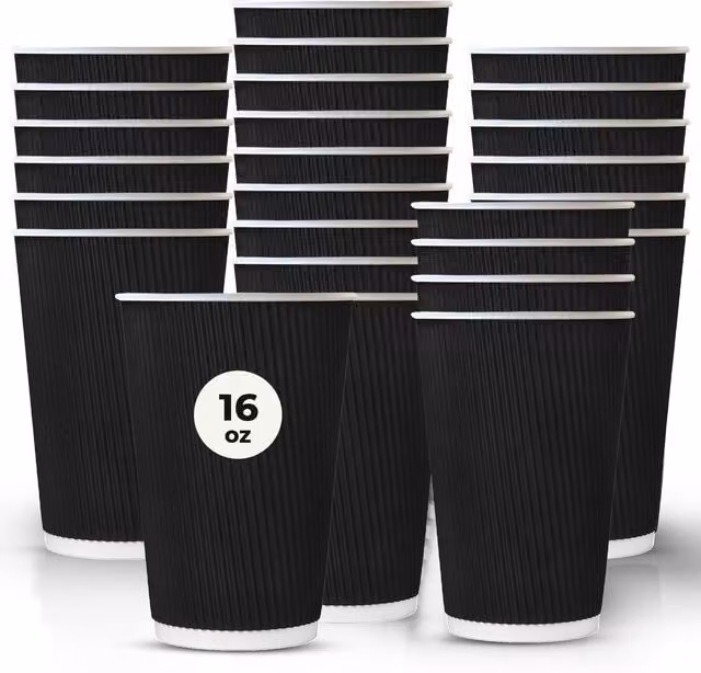 ECONX Black Ripple Paper Coffee Cups, 473 ml