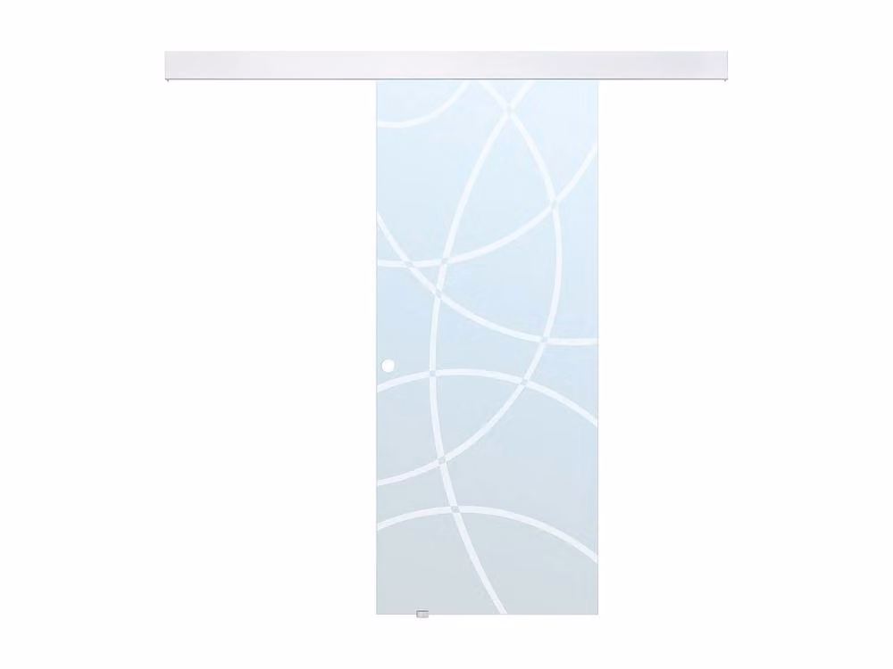 Vente-unique Surface-Mounted Sliding Door in Clear Tempered Glass, H 205 x W 73 cm – 2