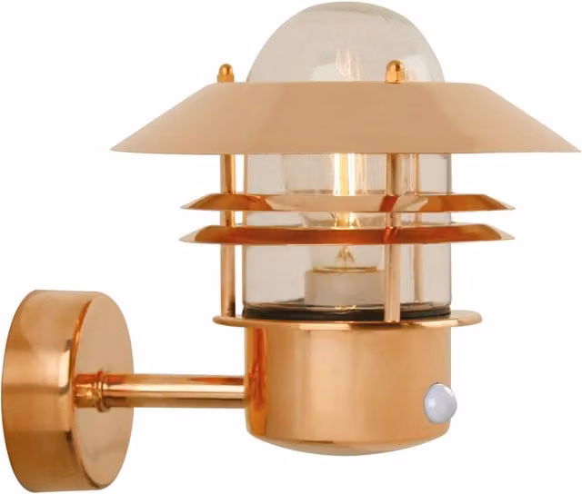 Nordlux Blok Copper Outdoor Wall Light with Motion and Dusk Sensor, E27, IP54