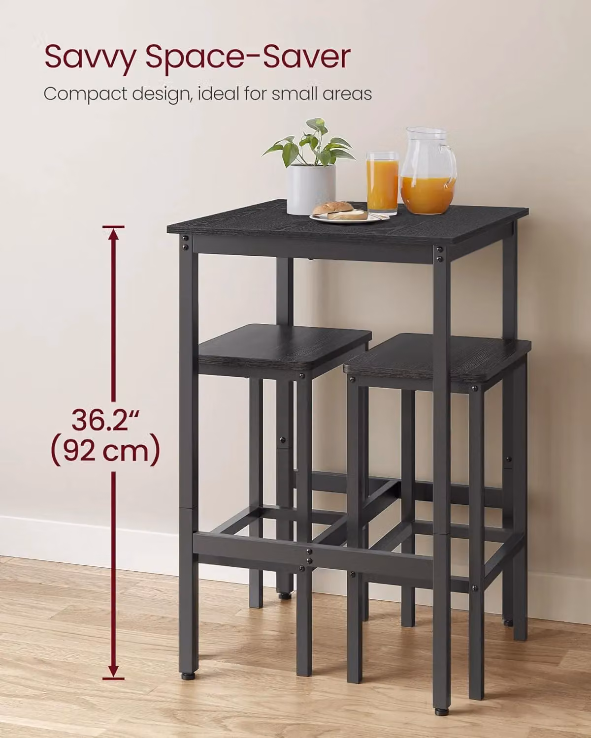 VASAGLE Industrial Square Bar Table in Black – 4