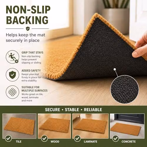 Nicoman Natural Coir Doormat, Brown, W/D: 75 x 44 cm, 17 mm Thick – 4