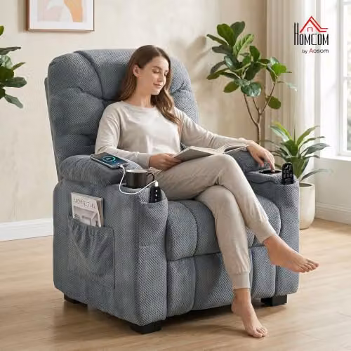 HOMCOM Electric Massage Recliner Armchair with Vibration and Heat in Dark Grey – 2