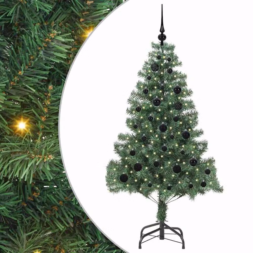 Berkfield Home Lush Green PVC Christmas Tree with 150 LEDs and Stand, Height: 150 cm – 3