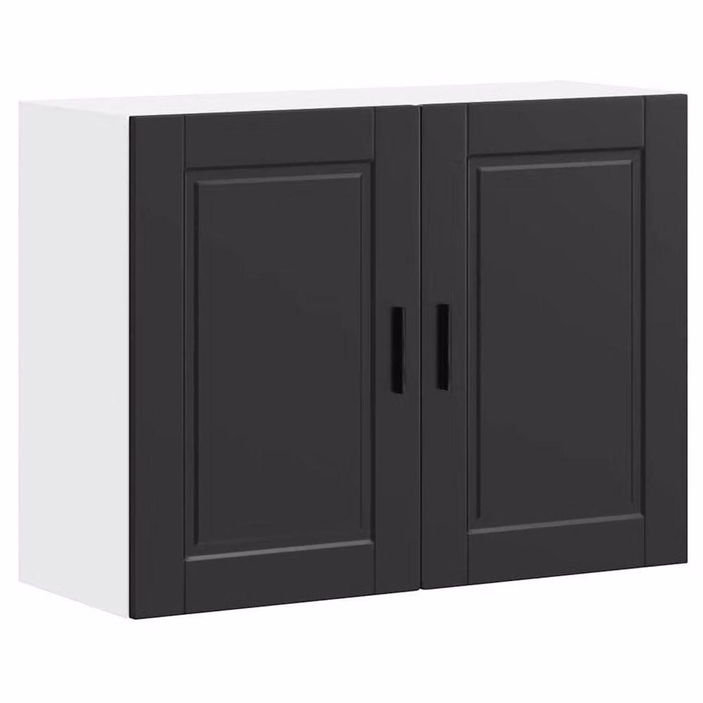Berkfield Home Porto Black Kitchen Wall Cabinet with Hinged Doors and Internal Shelves, W: 60.0 cm, H: 80.0 cm, D: 31.0 cm – 3