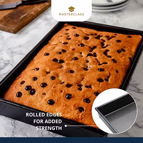 MasterClass Non-Stick Rectangular Carbon Steel Baking Sheet, Grey, W: 35 cm, D: 24 cm, H: 1 cm – 3