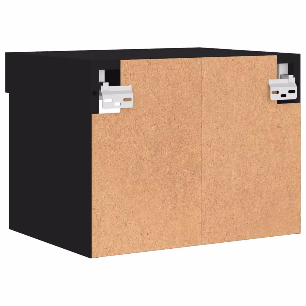 Berkfield Home Wall-mounted Black Bedside Cabinet with Integrated LED Lighting – 6