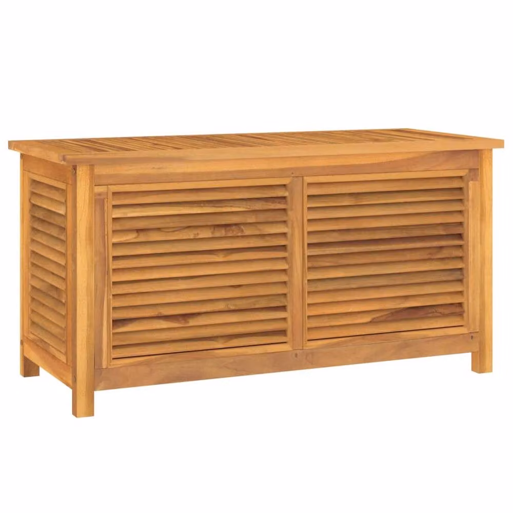 Berkfield Home Rustic Brown Teak Wood Garden Storage Box with Bag W/D/H: 114 x 50 x 58 cm – 2