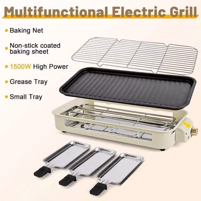 SPETLEK 1600W Electric Barbecue Grill Hot Plate, Multicolour – 1