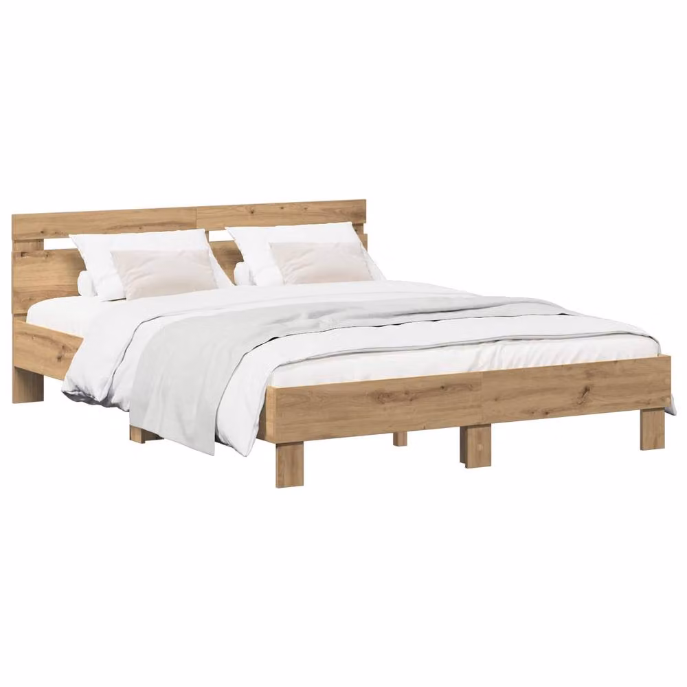 Berkfield Home Artisan Oak Bed Frame in Brown, W/D/H: 120 x 190 x 70 cm – 2