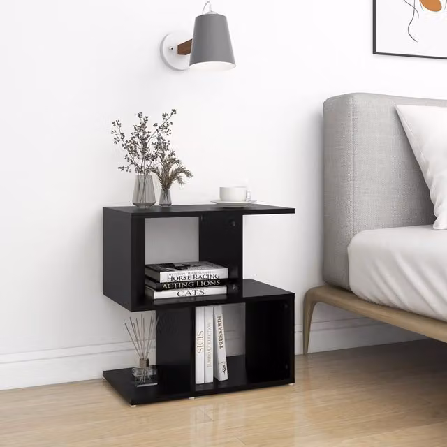 Berkfield Home Set of 2 Black Bedside Cabinets in Engineered Wood W/D/H: 50 x 30 x 51.5 cm – 1