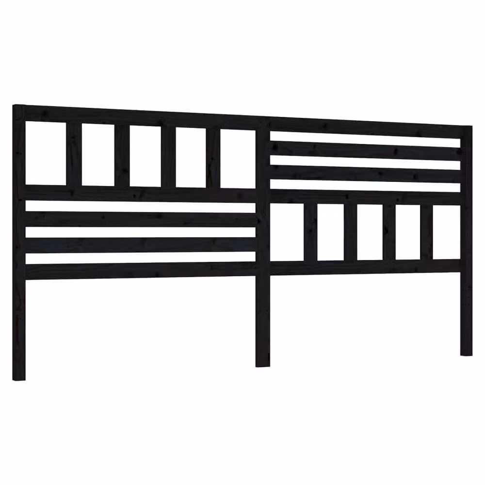 Berkfield Home Beautiful Black Solid Pine Wood Bed Headboard W/D/H: 206 x 4 x 100 cm – 2