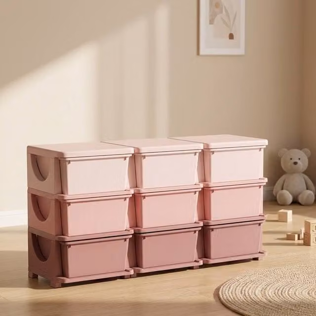 STILVORA Kids Storage Unit with 9 Drawers in Pink