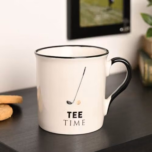 Widdop and Co Harvey Makin Hobbies Golfing Ceramic Mug in White and Black – 2