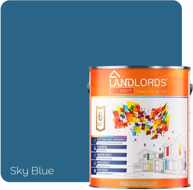 Landlords Paint Sky Blue Water Based Masonry Paint, 2.5 l