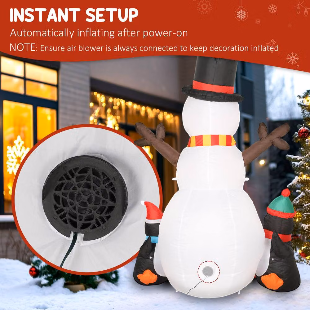STILVORA Inflatable White Snowman with Multicolour LED Lights – 7