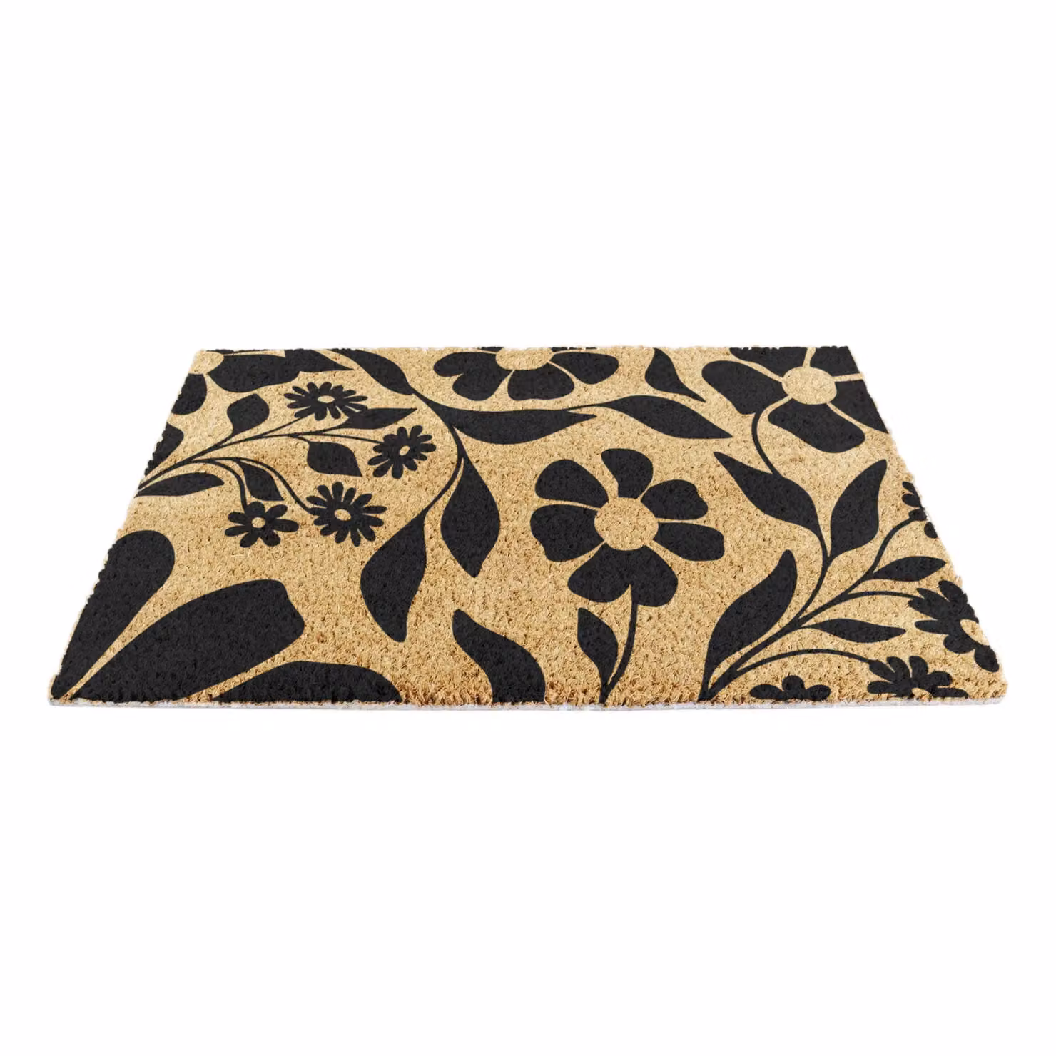 Artsy Mats Black Floral Pattern Coir Doormat in Brown, W/D: 60 x 40 cm – 5