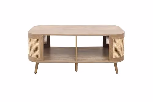 Birlea Noah Rattan and Oak Rectangular Coffee Table in Brown – 1
