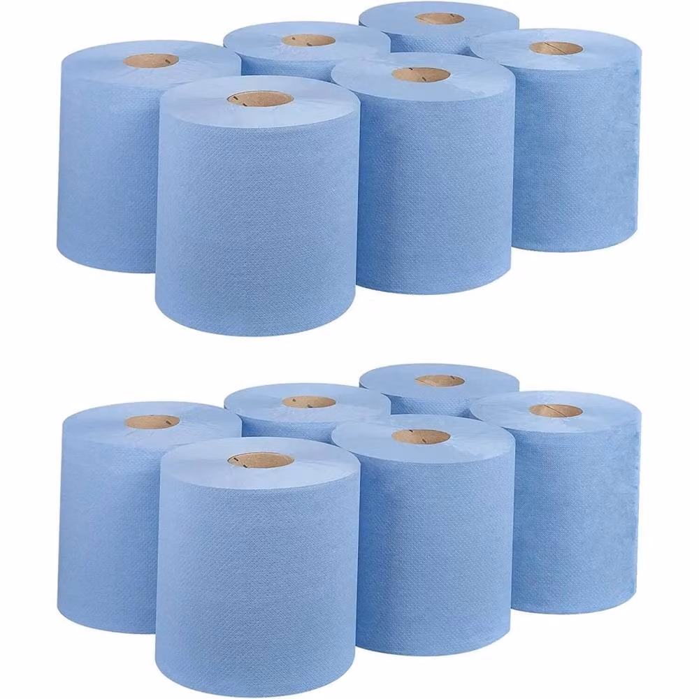 NESTLUNE 12 Jumbo Workshop Hand Towel Rolls, 2 Ply, Centre Feed, Blue, W: 15 cm, L: 100 cm – 2