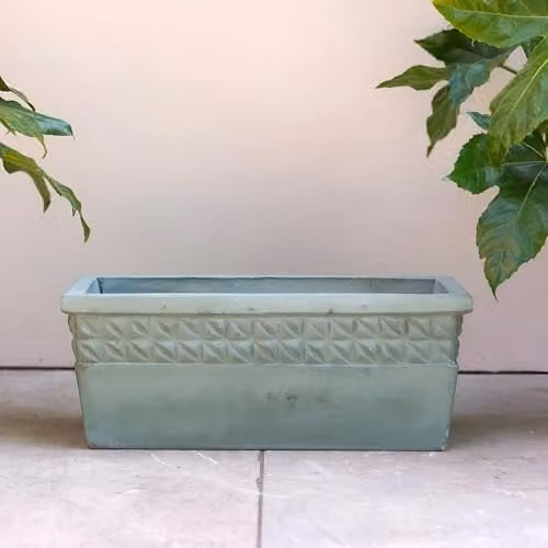 Primrose Capri Concrete Trough Outdoor Planter in Green, 50cm