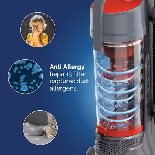 Rediffusion Red Bagless Corded Upright Vacuum Cleaner with 750W Motor, Turbo Brush and Pet Hair Specialist Tools – 4