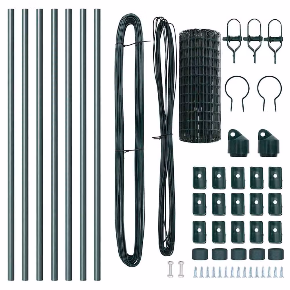 Berkfield Home Euro Fence with 7 Posts, Green Galvanised Steel, 0.8 x 10 m – 5
