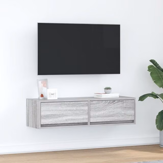 Berkfield Home Grey Sonoma TV Cabinet in Engineered Wood W/D/H: 100 x 31 x 25.5 cm – 1