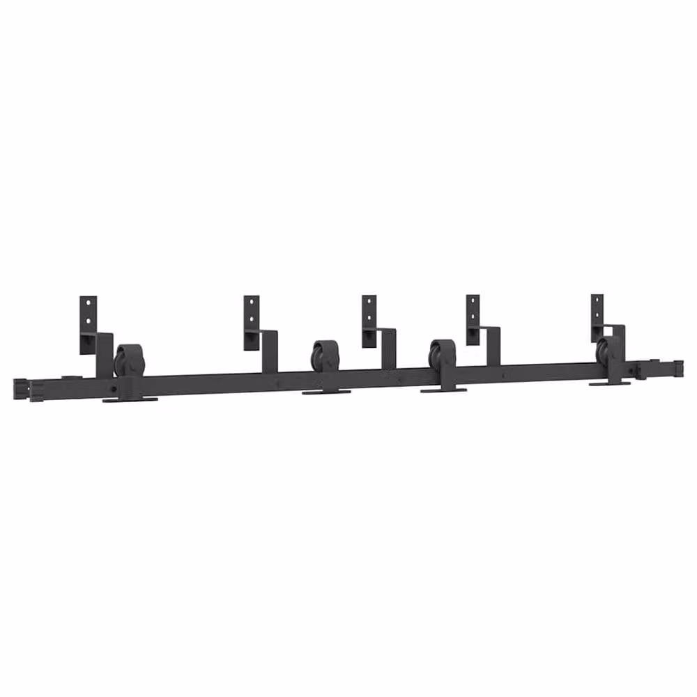 Berkfield Home Sliding Door Hardware Kit, Black Steel, 183 cm – 1