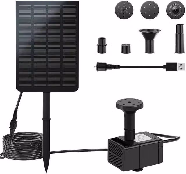Kelvenix 2.5W Solar Power Water Pump Fountain in Black