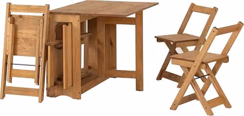 Seconique Santos Butterfly Dining Set in Brown Distressed Waxed Pine with Extendable Table and Chairs, W/D/H: 115 x 92 x 75.5 cm – 4