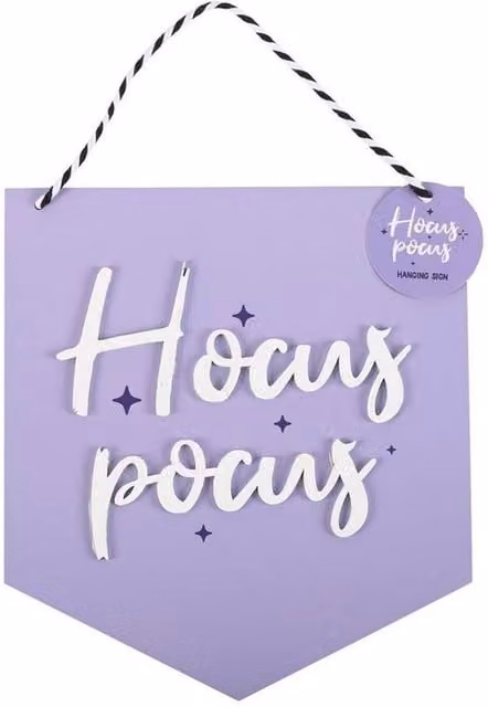 Something Different Hocus Pocus Halloween Hanging Wood Wall Plaque in Purple