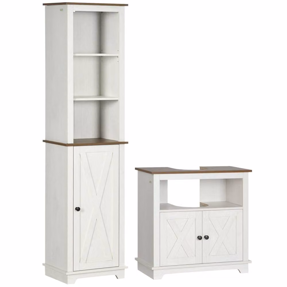 Wyld Haus Dokala 2 Piece White Bathroom Furniture Set Featuring a Tall Cabinet and Vanity Unit – 2